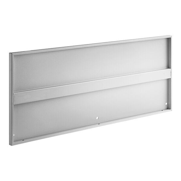 A white metal rectangular panel with three streams.