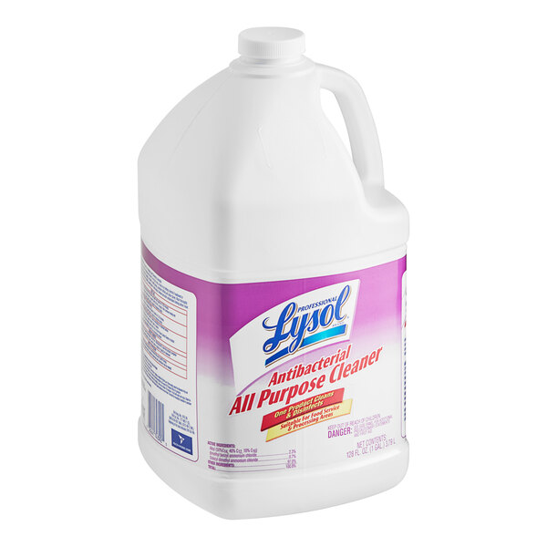 A white jug of Professional Lysol Antibacterial Concentrated All-Purpose Cleaner with a purple label.