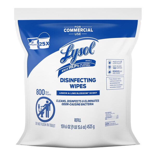 Lysol 800-Count Lemon and Lime Blossom Scent Disinfecting Wipes Refill - 2/Case