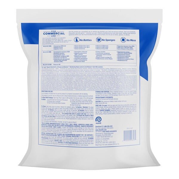 Lysol 800-Count Lemon and Lime Blossom Scent Disinfecting Wipes Refill - 2/Case