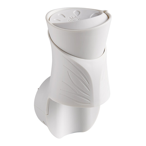 A white plastic Air Wick scented oil warmer with a curved design.