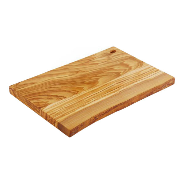 An olive wood rectangular serving board.