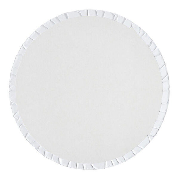 A Baker's Lane white round cake drum with a white edge.