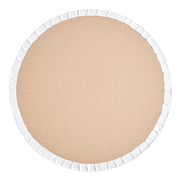 A close-up of a Baker's Lane 12" round white cake drum with a white border.