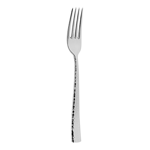 An Abert Rinascimento stainless steel salad/dessert fork with a black handle and silver metal.