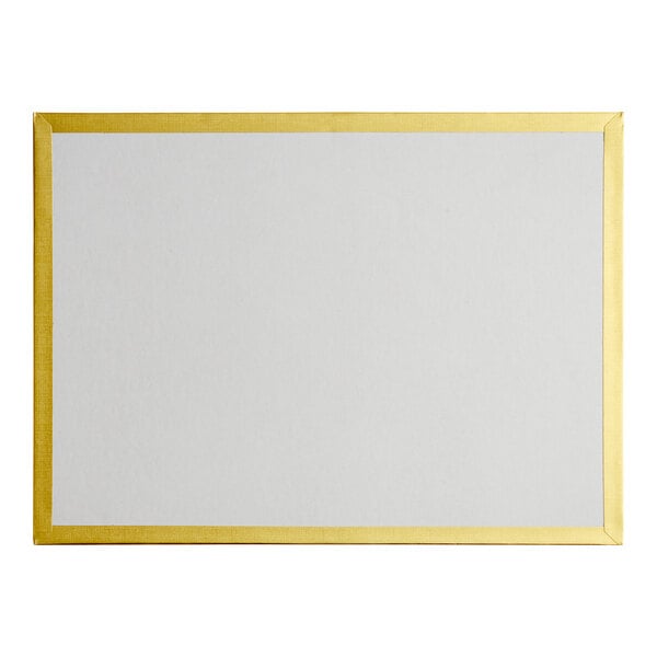 A white board with a gold border.