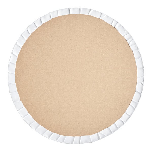 A circular white paper with white edges.