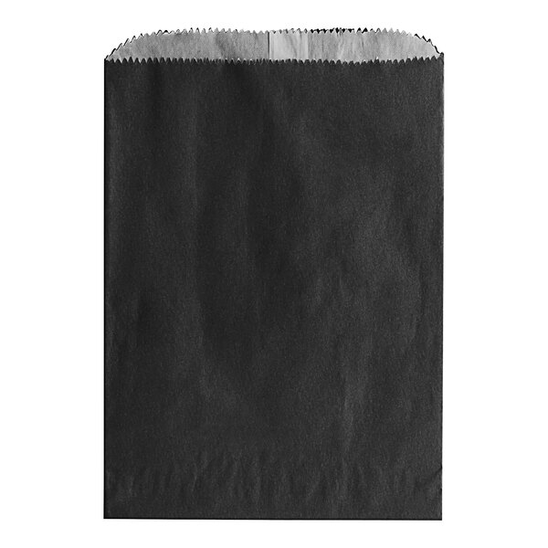 A black paper bag with white edges.