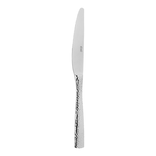 An Abert Rinascimento stainless steel dinner knife with a textured silver handle.