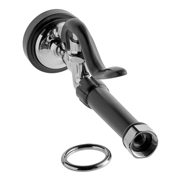A black 3/4" adaptor valve with chrome accents.