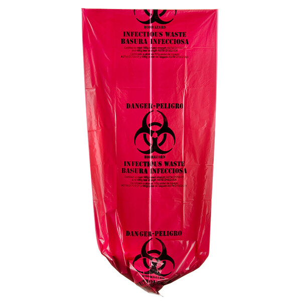 Coastwide Professional™ 40-45 Gal. Biohazard Trash Bags, Low Density, 1.3  Mil, Red, 46x40, 200/Carton (CW50713)