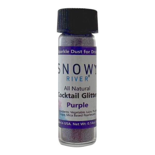 A bottle of Snowy River Purple Cocktail Glitter with purple glitter inside.