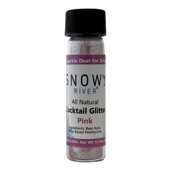 A bottle of Snowy River pink glitter for drinks.