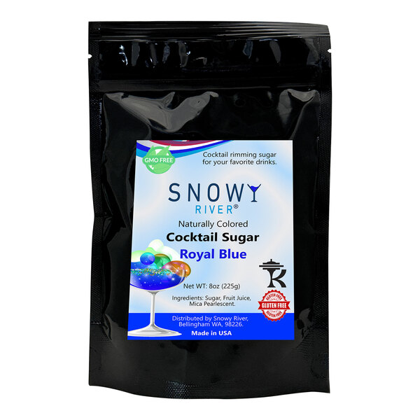 A black package of Snowy River Royal Blue cocktail sugar.