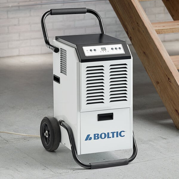 Boltic 110 Pint Steel Commercial Dehumidifier with Drain Hose and Wheels - 115V, 728W