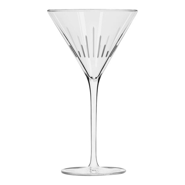 A clear Libbey martini glass with a thin stem.