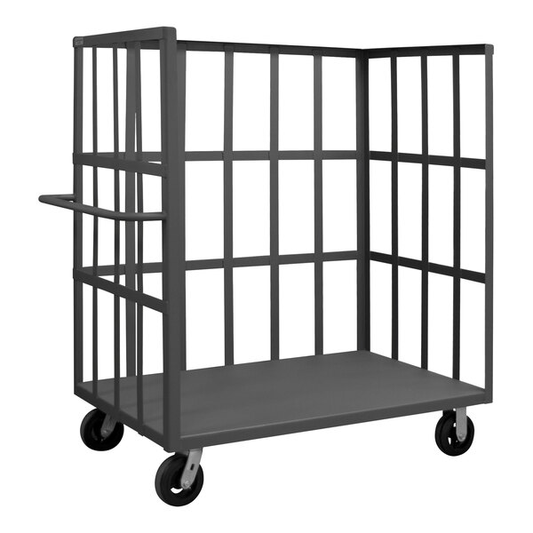 A Durham Mfg metal cart with wheels and an open metal frame.