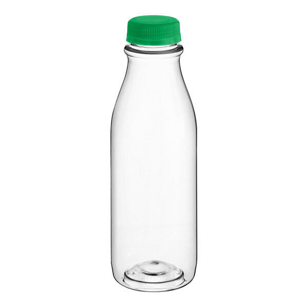 A clear plastic carafe bottle with a green lid.