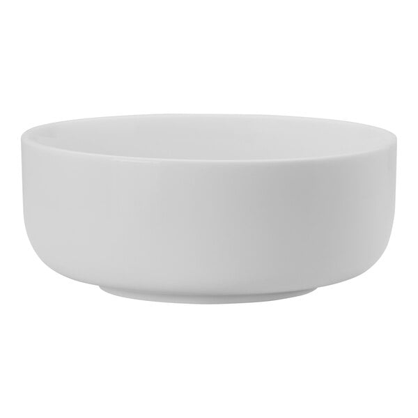 A Luzerne Sentosa bright white porcelain bowl on a white background.
