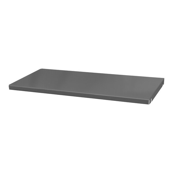 A grey rectangular Durham steel shelf.