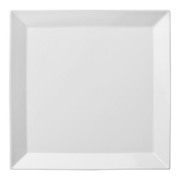 A white square plate with a white border.