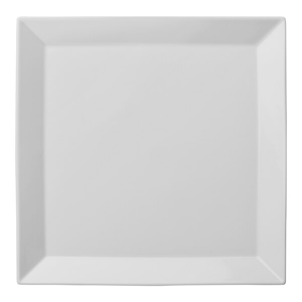 A white square plate with a black border.