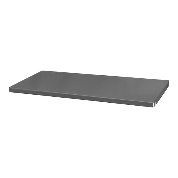 A grey rectangular Durham steel shelf.