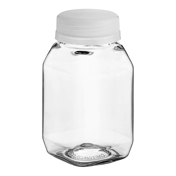 A clear plastic bottle with a clear lid.