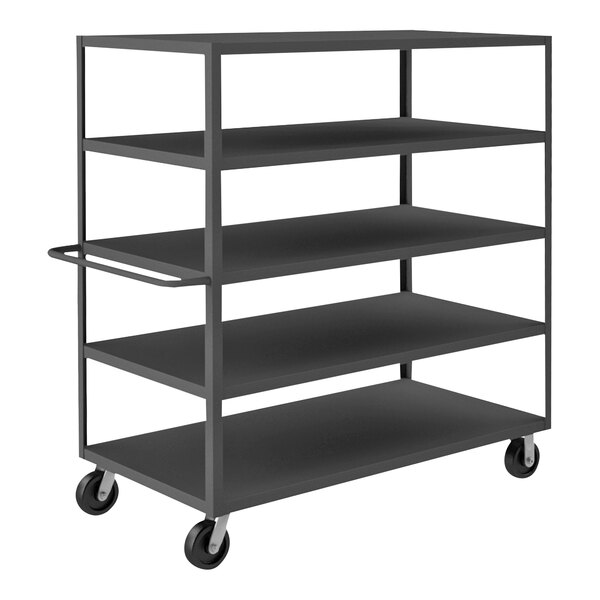 A black metal Durham stock cart with five shelves.
