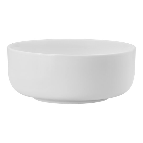 A Luzerne bright white porcelain bowl on a white background.