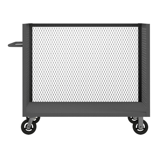 A Durham Manufacturing steel mesh maintenance cart on wheels.
