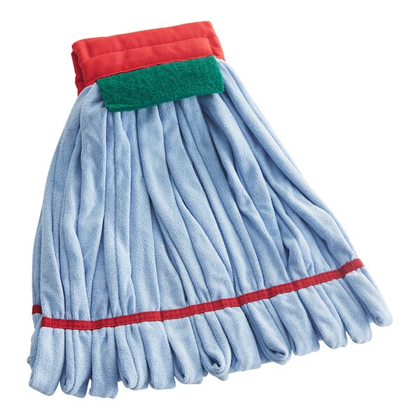 A Lavex blue microfiber tube mop with red trim.