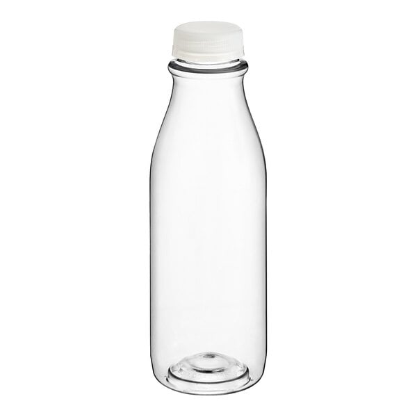 A clear plastic carafe juice bottle with a clear lid.