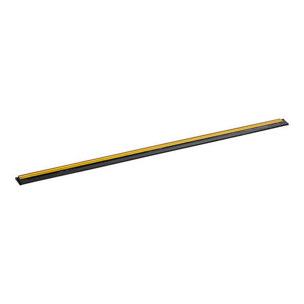 A black rubber blade with a long black and yellow strip.