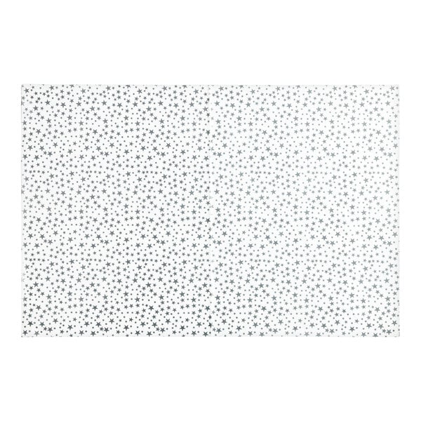 SatinWrap white tissue paper with silver star pattern.