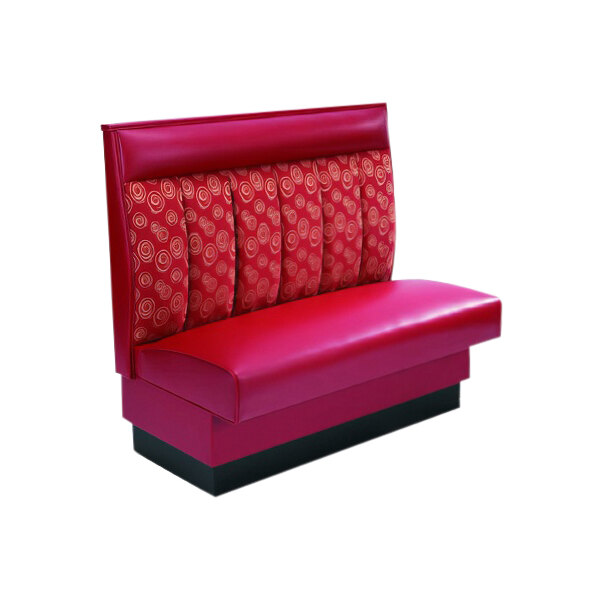 An American Tables & Seating red booth with black legs and a black seat.