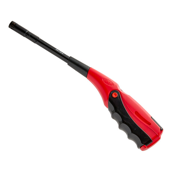 A red and black Scripto EZ-Squeeze Torch Flame Refillable Wind-Resistant Multi-Purpose Lighter with a handle.