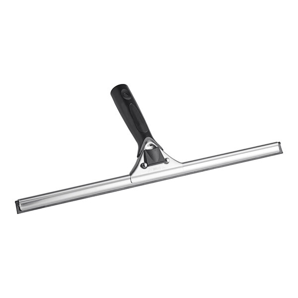 An Ettore Pro+ window squeegee with a black handle.