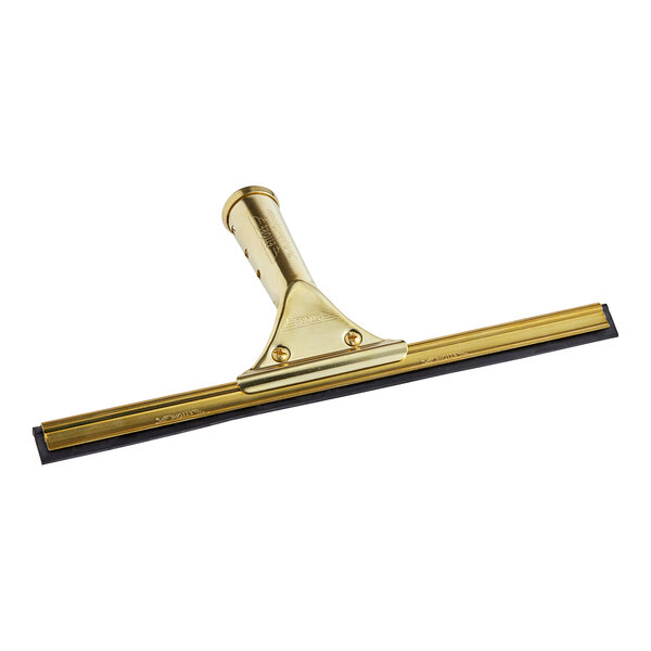 A close-up of a brass Ettore Master 1013 window squeegee handle.