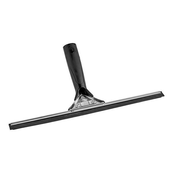 An Ettore Pro+ 14" black and silver squeegee with a black handle.