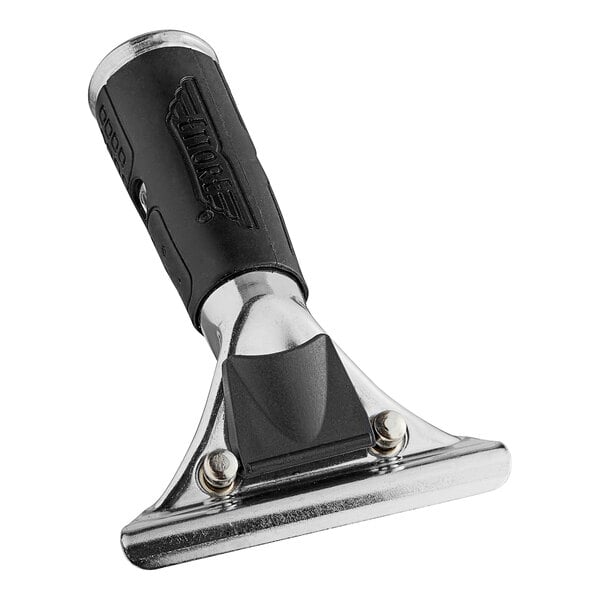 A stainless steel Ettore Master squeegee handle with a black rubber grip.