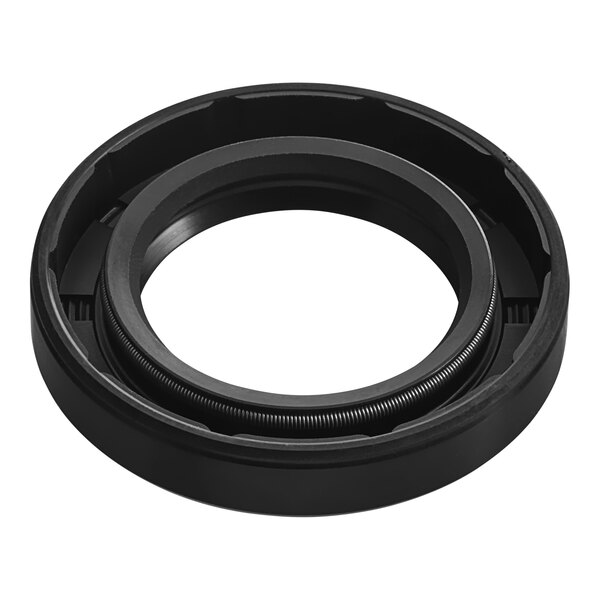 A black circular Estella double lip seal ring with a metal ring.