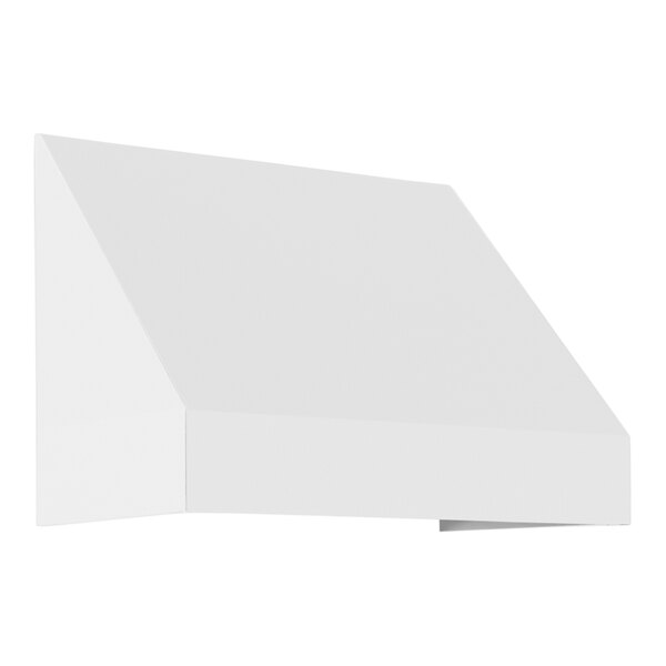 A white rectangular fabric awning with a rigid valance on a white background.