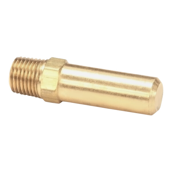 A gold metal threaded Imperial burner orifice.