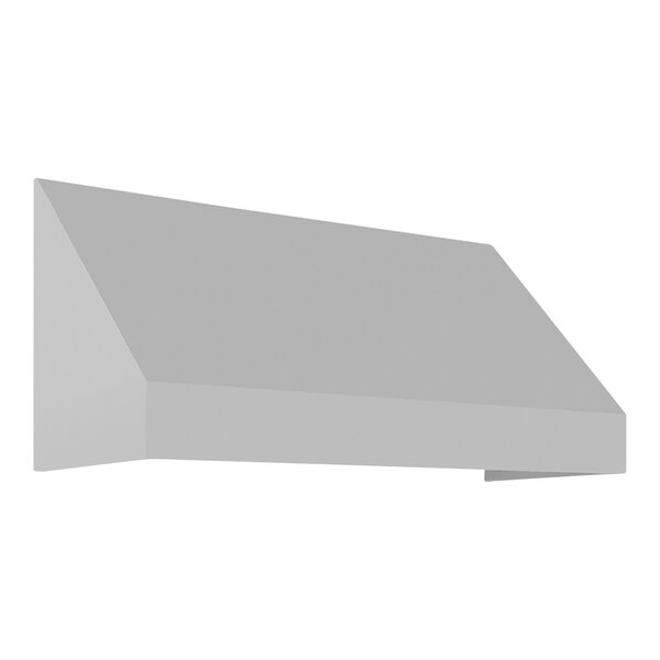 A grey rectangular fabric awning with a rigid valance on a white background.