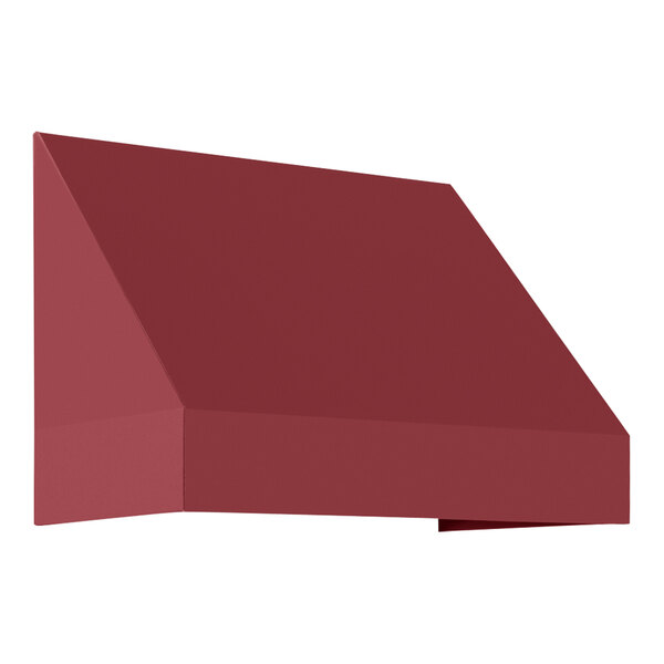 A red rectangular awning with a white background.