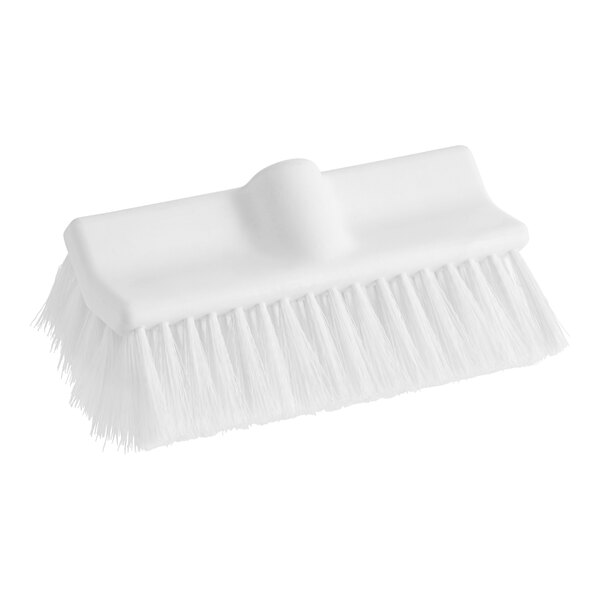 A close up of a Lavex white bi-level scrub brush head.