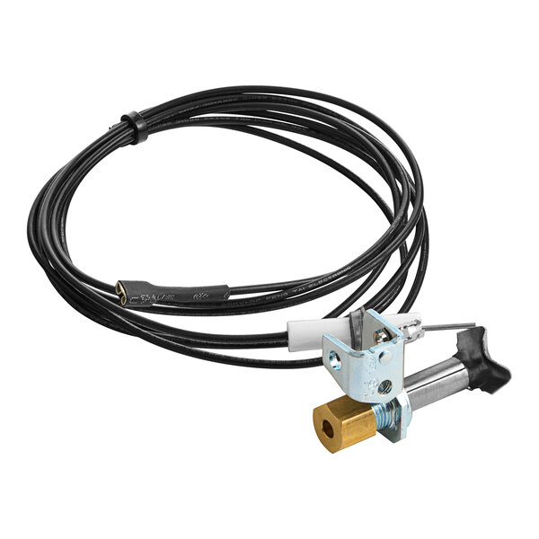A white Imperial pilot burner assembly with a black wire and metal piece attached to it.