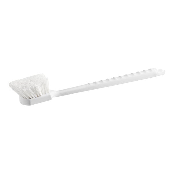 A white Lavex pot scrub brush with a long handle.