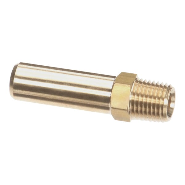 An Imperial brass natural gas orifice with a threaded end.